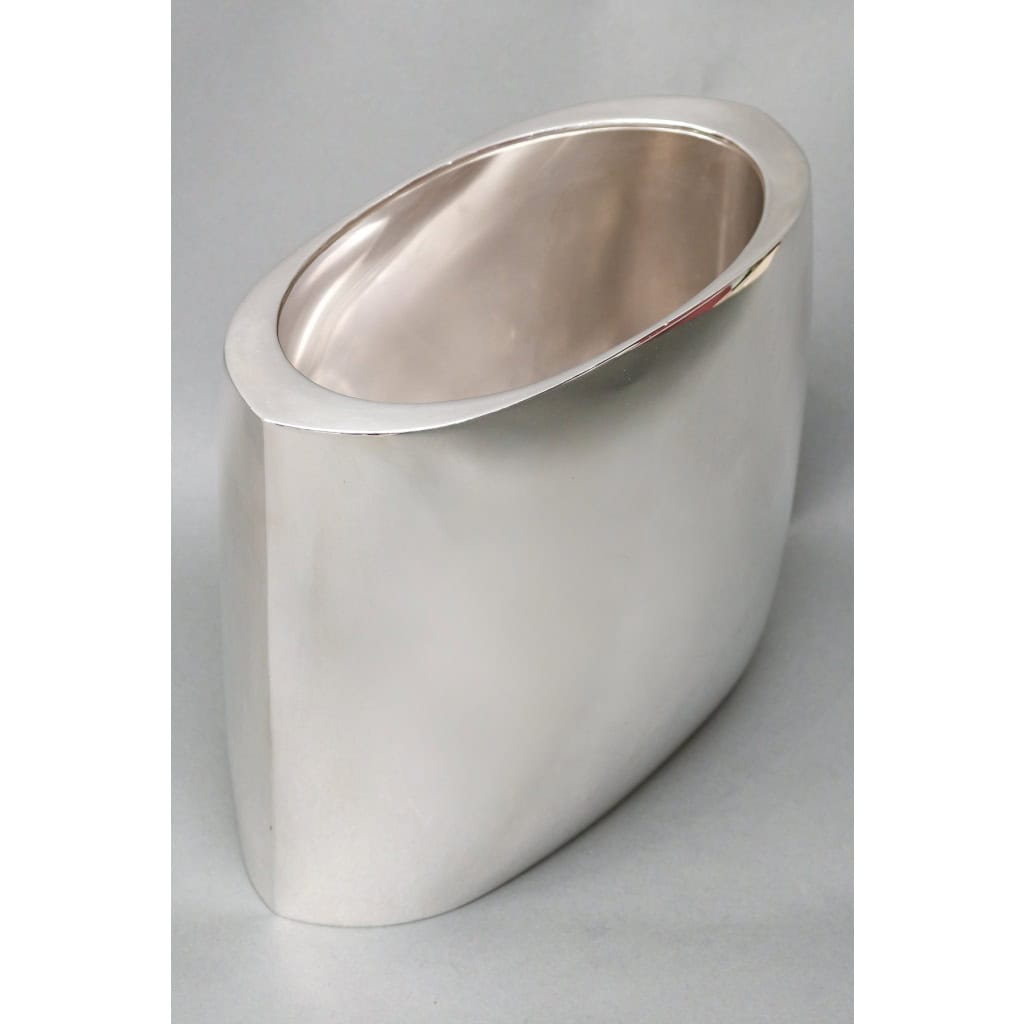 ORFEVRE DE VECCHI – Solid silver vase/cooler, Italian design, 1970 11