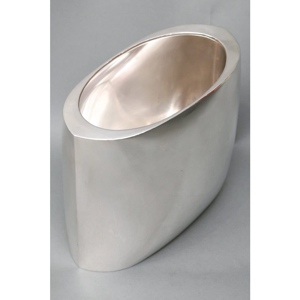 ORFEVRE DE VECCHI – Solid silver vase/cooler, Italian design, 1970 12