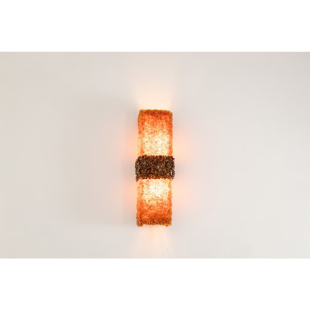 Paire d’appliques « Honey » en ambre et oeil du tigre. Contemporain. LS60042086G 4