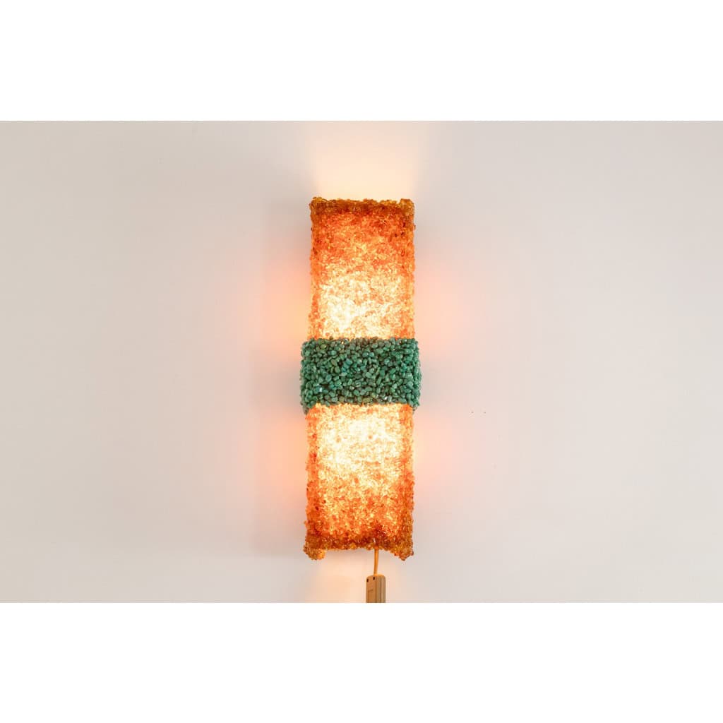 Paire d’appliques « Honey » en amazonite et ambre. Travail contemporain. LS60032086G 4