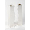 D. GARRIDO – Pair of solid silver candlesticks, constructivism, 28th century XNUMX