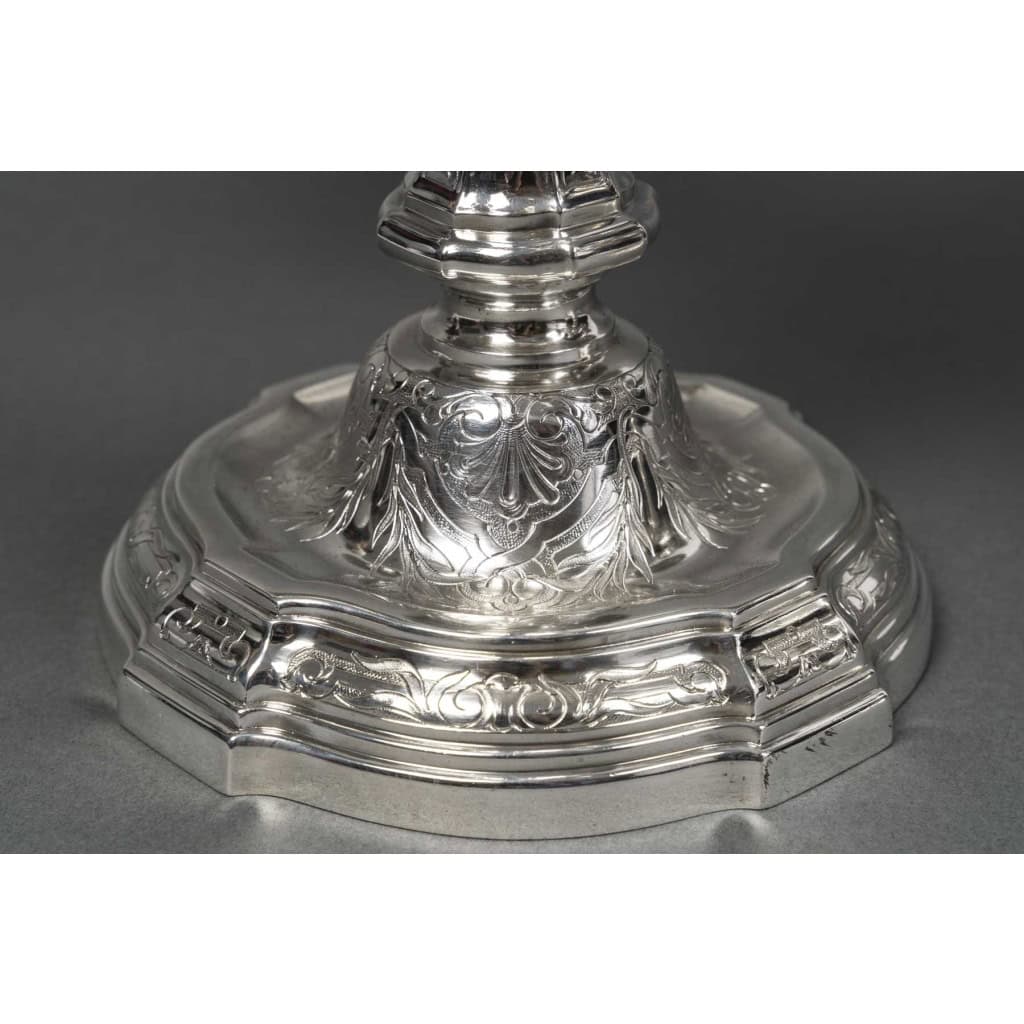 Goldsmith TETARD – Pair of 5-light candelabra in solid silver 11th century XNUMX