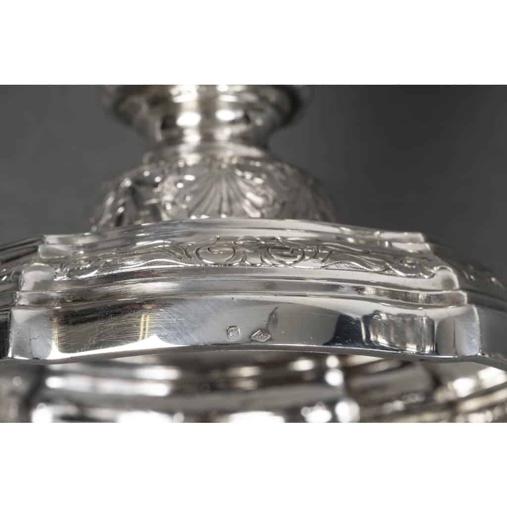 Goldsmith TETARD – Pair of 5-light candelabra in solid silver 18th century XNUMX