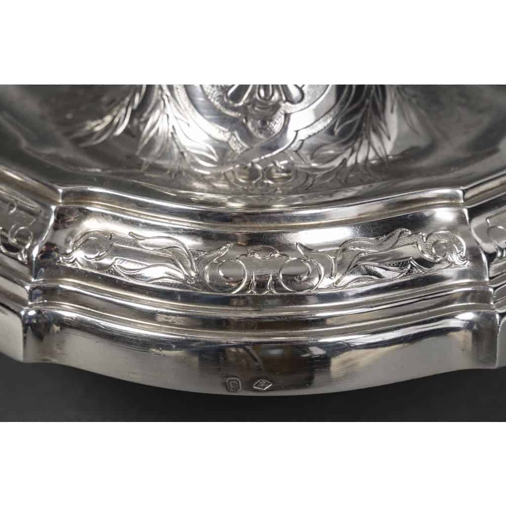 Goldsmith TETARD – Pair of 5-light candelabra in solid silver 20th century XNUMX