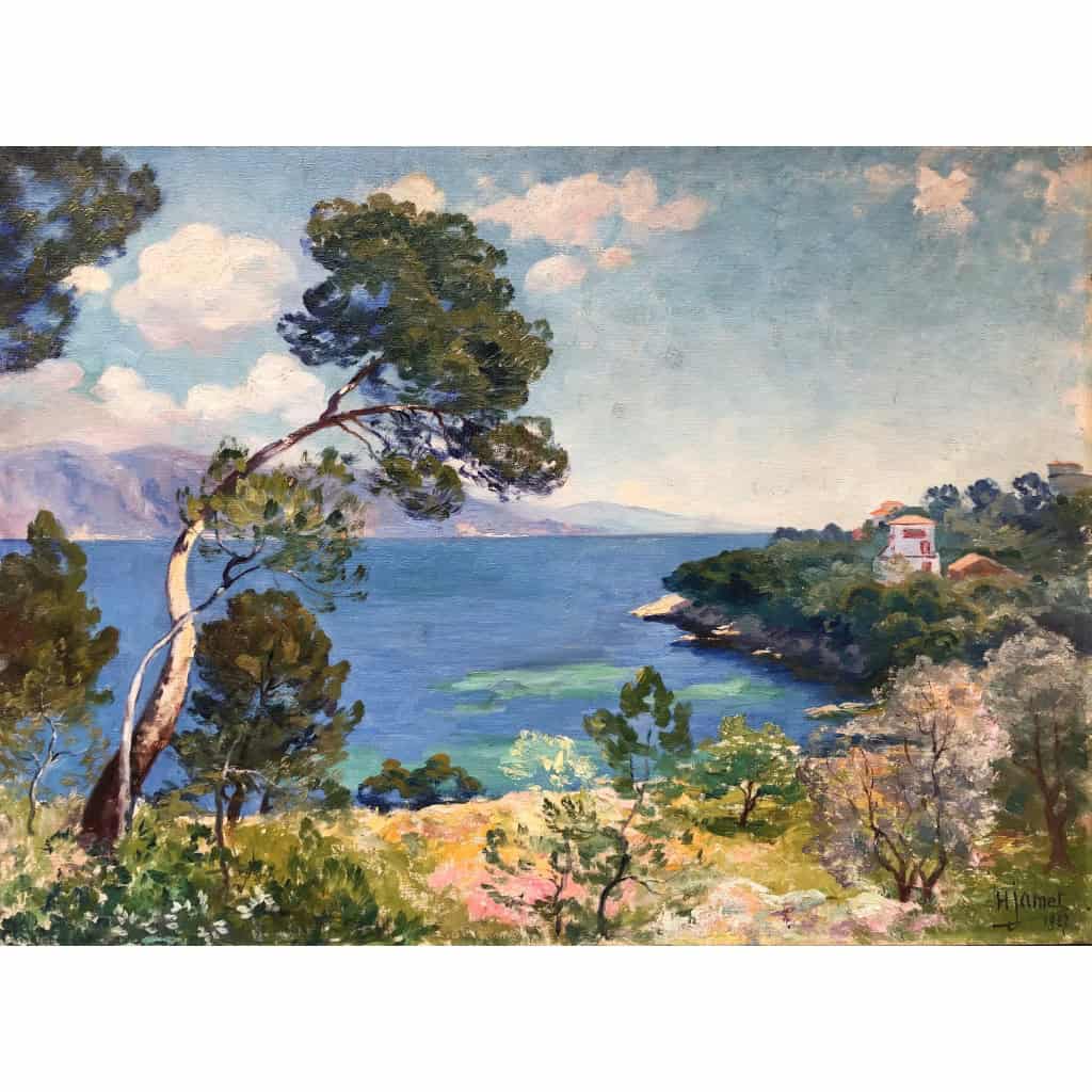 JAMET Henri Le Cap Ferrat en 1927 Huile sur toile signée et datée 1927 certificat d’authenticité 4