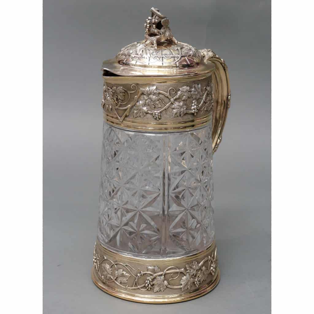 Goldsmith ODIOT - Cut crystal pitcher with vermeil frame XIXand 4