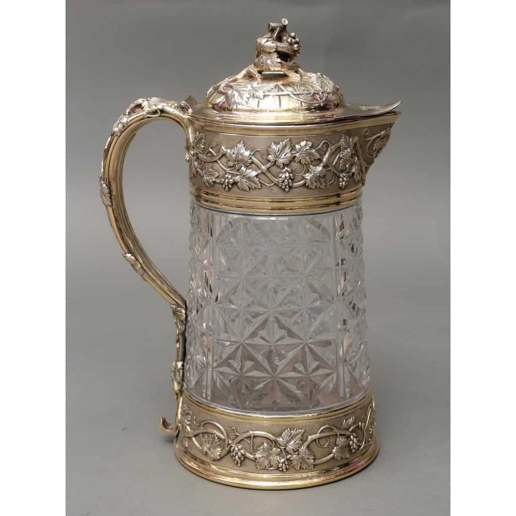 Goldsmith ODIOT - Cut crystal pitcher with vermeil frame XIXand 7