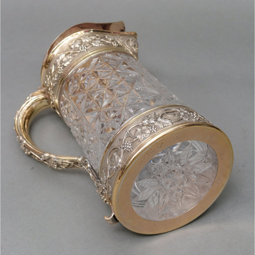 Goldsmith ODIOT - Cut crystal pitcher with vermeil frame XIXand 19