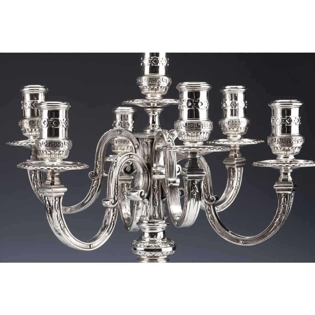 MARRET Frères – Important Pair of Solid Silver Candelabra XIXis 7