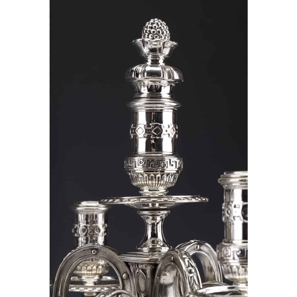 MARRET Frères – Important Pair of Solid Silver Candelabra XIXis 9