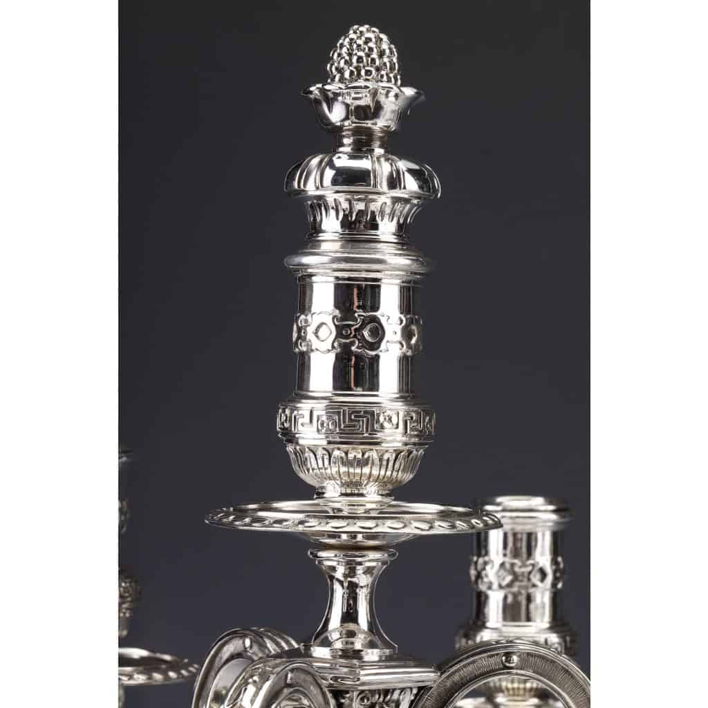 MARRET Frères – Important Pair of Solid Silver Candelabra XIXis 10