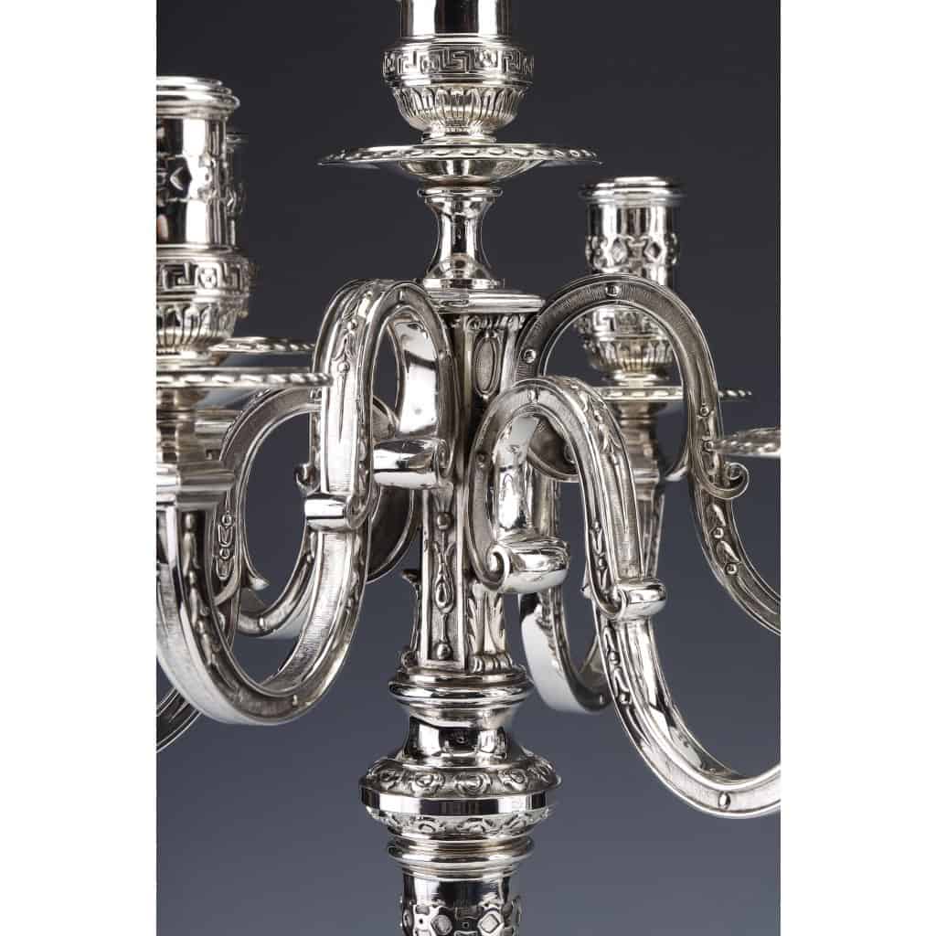 MARRET Frères – Important Pair of Solid Silver Candelabra XIXis 11