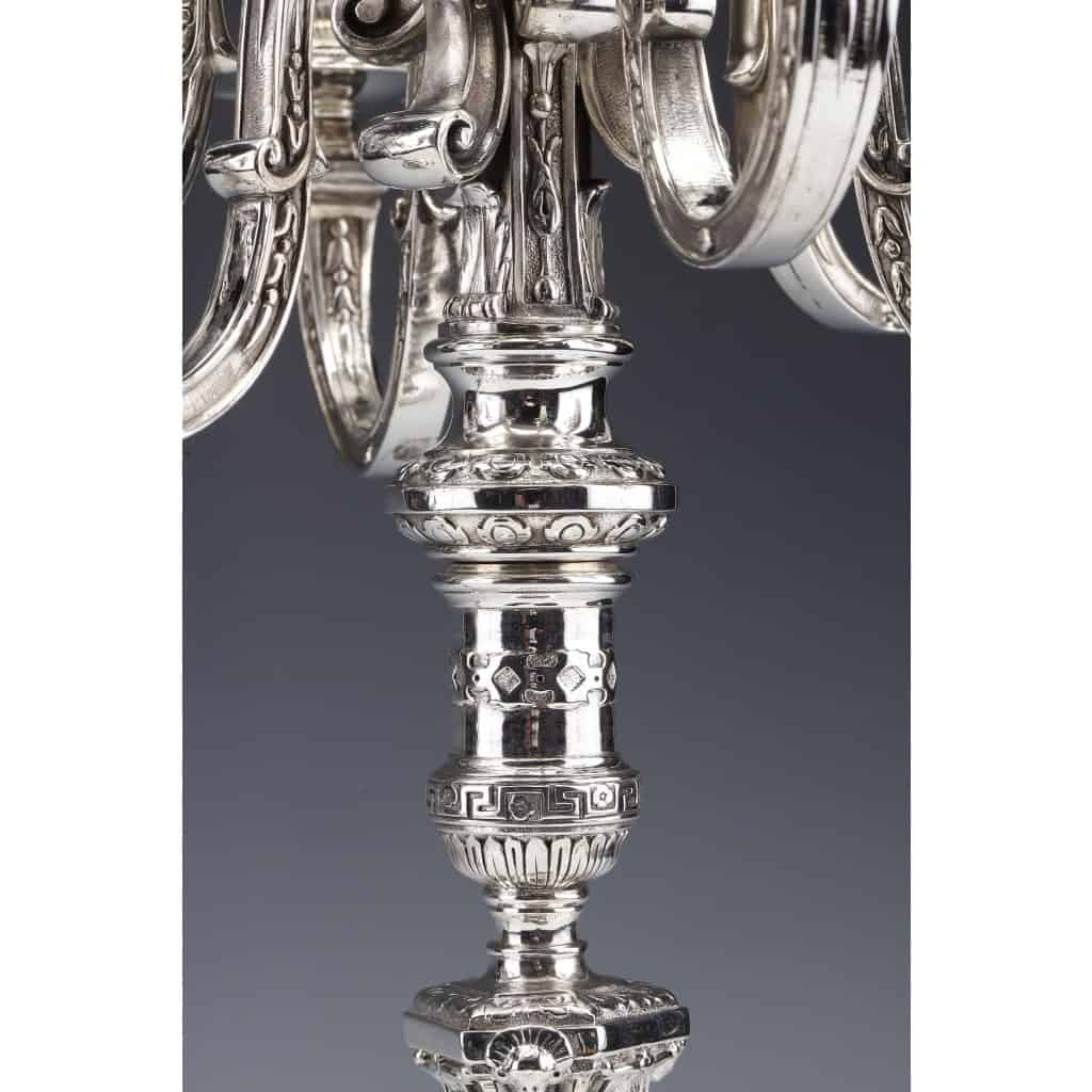 MARRET Frères – Important Pair of Solid Silver Candelabra XIXis 21