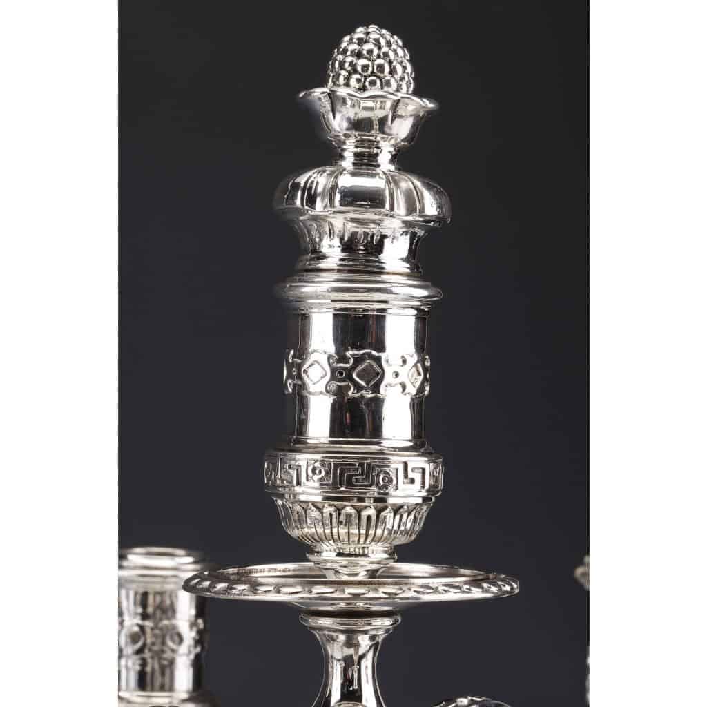 MARRET Frères – Important Pair of Solid Silver Candelabra XIXis 23