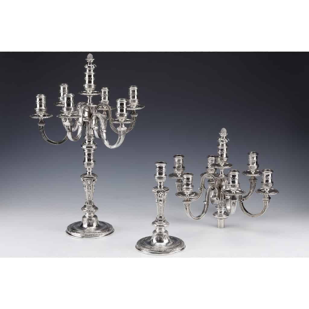 MARRET Frères – Important Pair of Solid Silver Candelabra XIXis 3