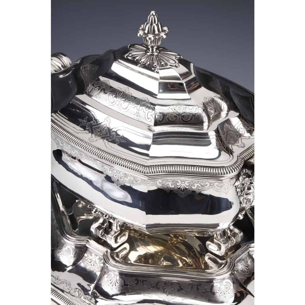 A. AUCOC – Important Fine Solid Silver Centerpiece XIXis 12