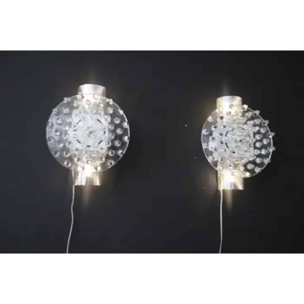 Appliques en verre de Murano et monture argent en forme de disque 20