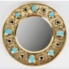 1970 Miroir Francois Lembo, Céramique, Bijoux, Or, Vert Emeraude, Signé 8