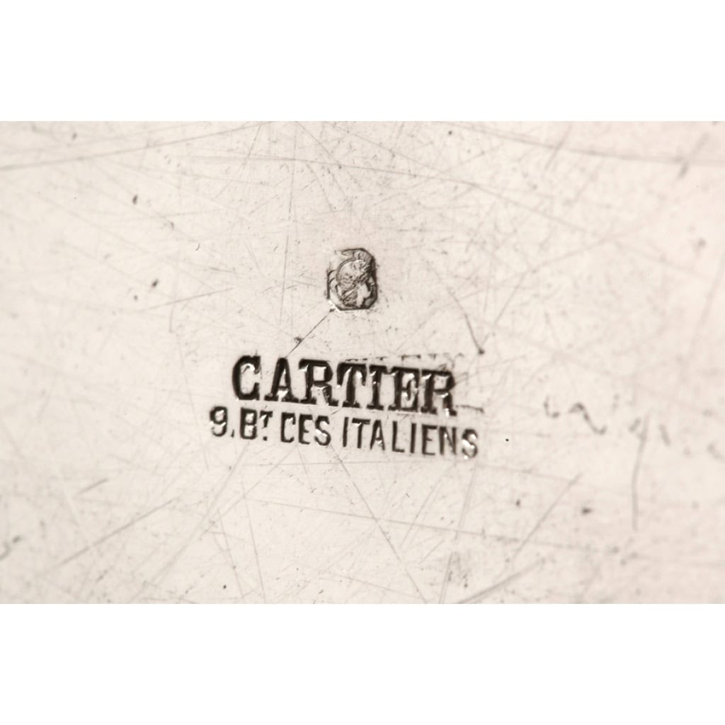 Cartier goldsmith - round Solid silver tray early 7th century XNUMX