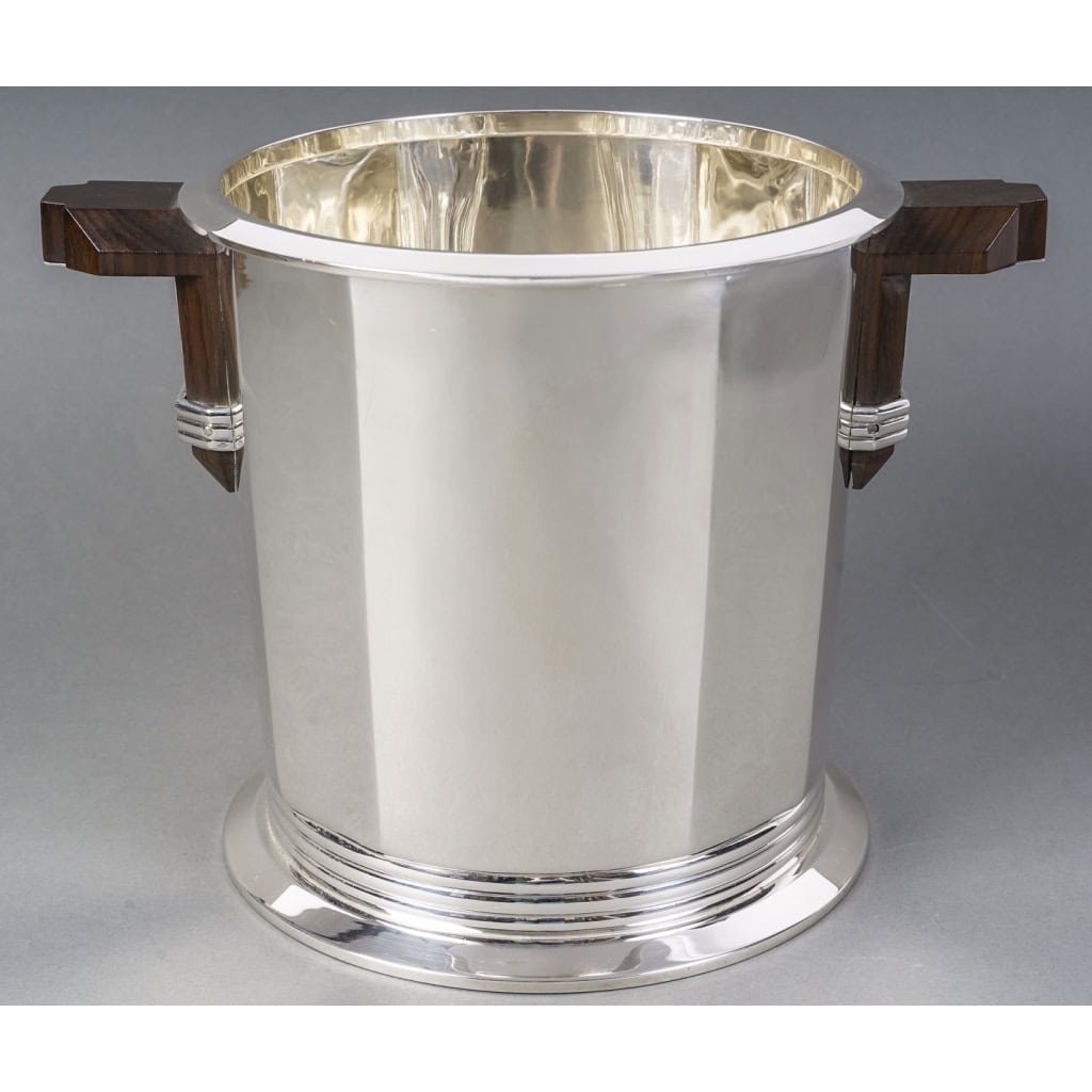 PUIFORCAT – “Bayonne” Champagne bucket in solid silver ART DECO 3