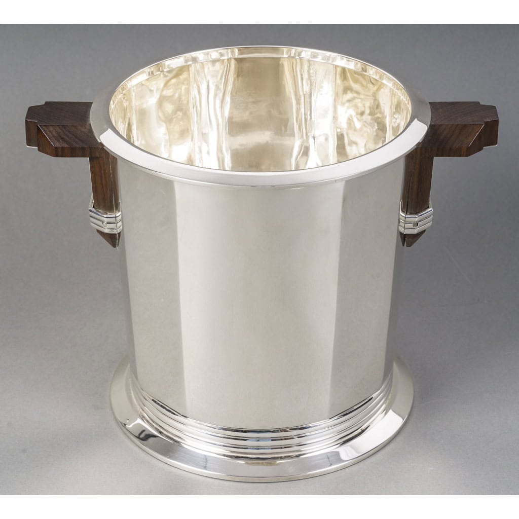 PUIFORCAT – “Bayonne” Champagne bucket in solid silver ART DECO 4