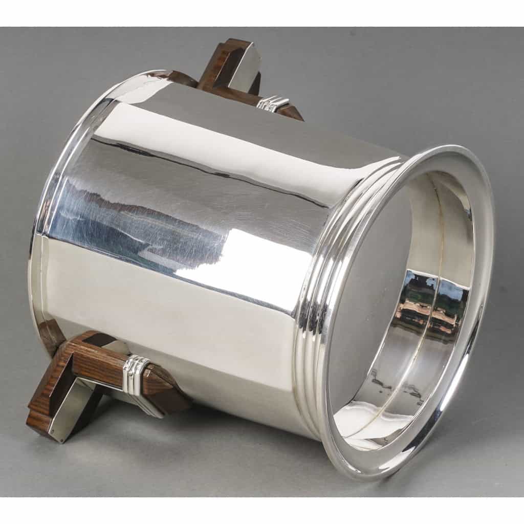 PUIFORCAT – “Bayonne” Champagne bucket in solid silver ART DECO 14