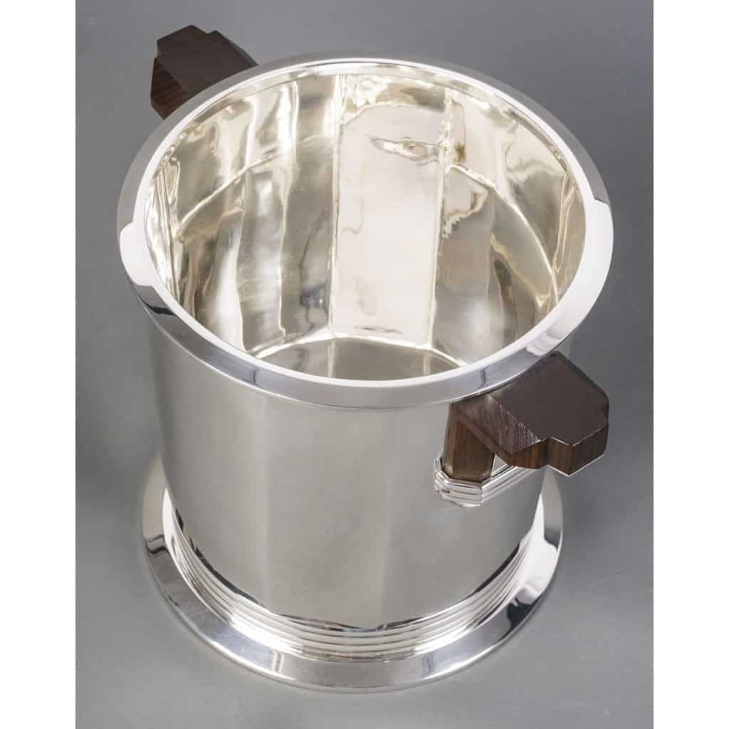 PUIFORCAT – “Bayonne” Champagne bucket in solid silver ART DECO 16