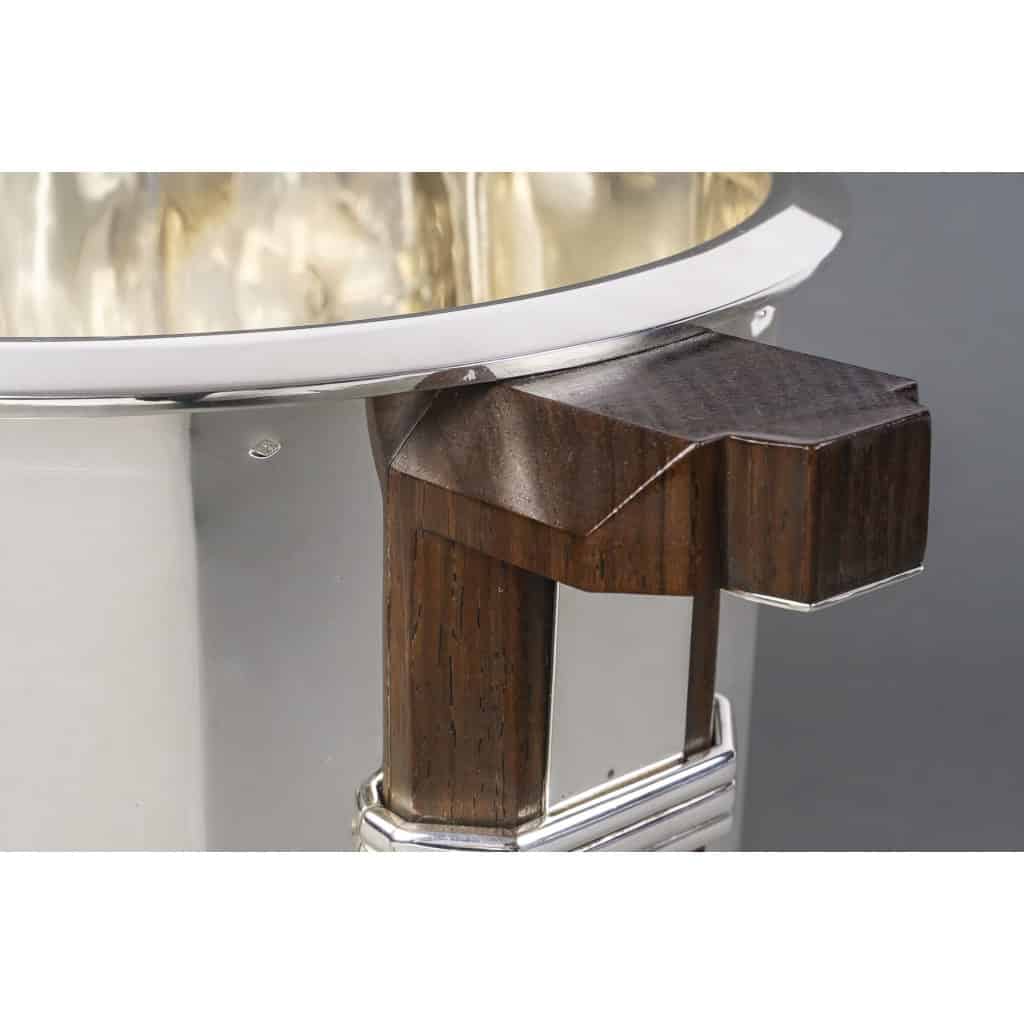 PUIFORCAT – “Bayonne” Champagne bucket in solid silver ART DECO 18