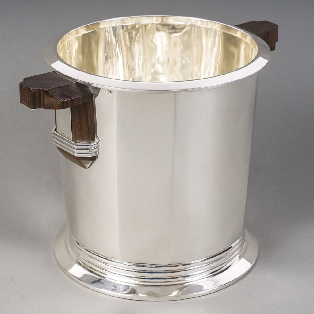 PUIFORCAT – “Bayonne” Champagne bucket in solid silver ART DECO 5