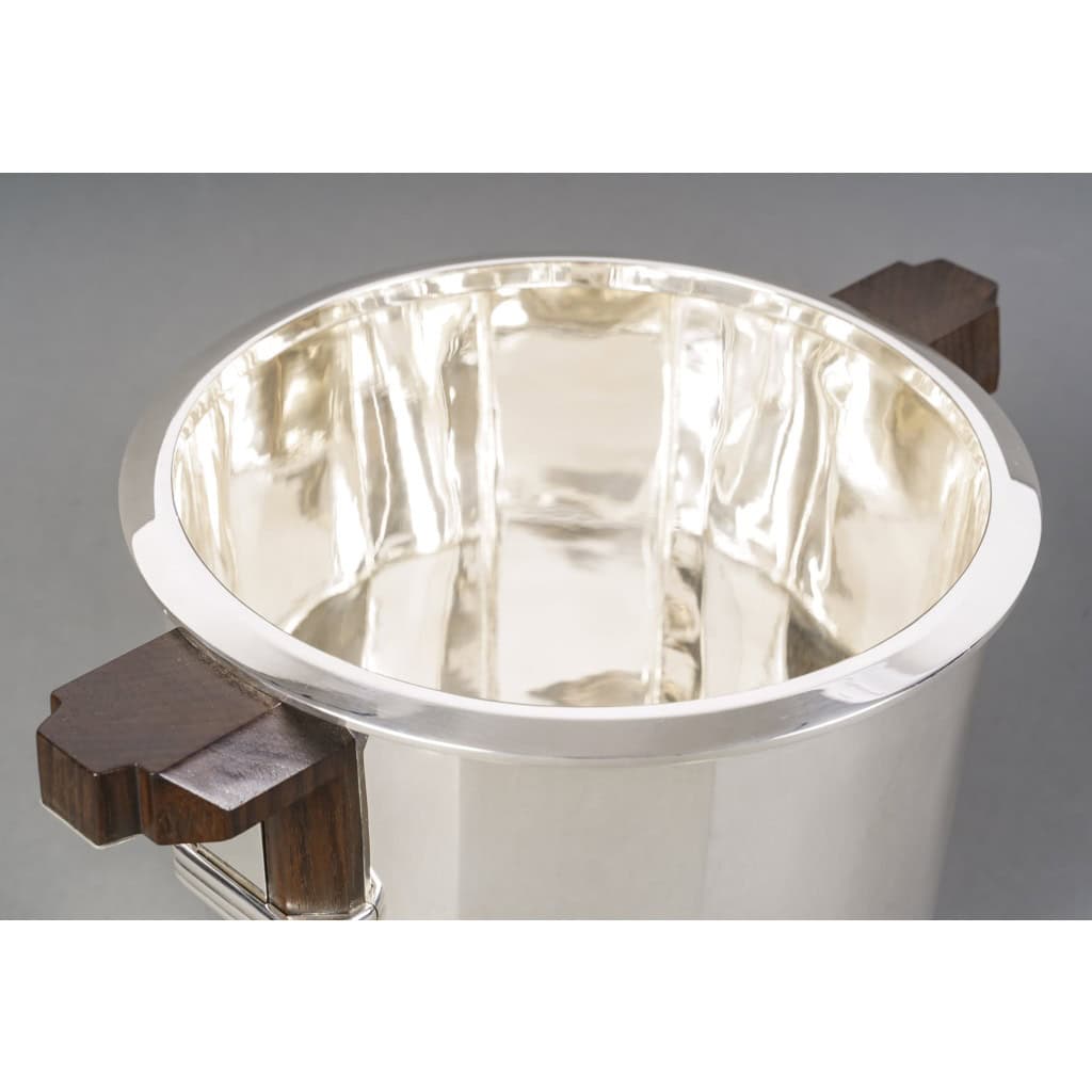 PUIFORCAT – “Bayonne” Champagne bucket in solid silver ART DECO 6
