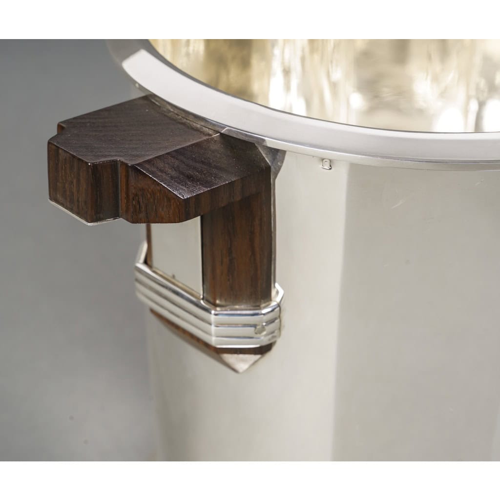 PUIFORCAT – “Bayonne” Champagne bucket in solid silver ART DECO 7