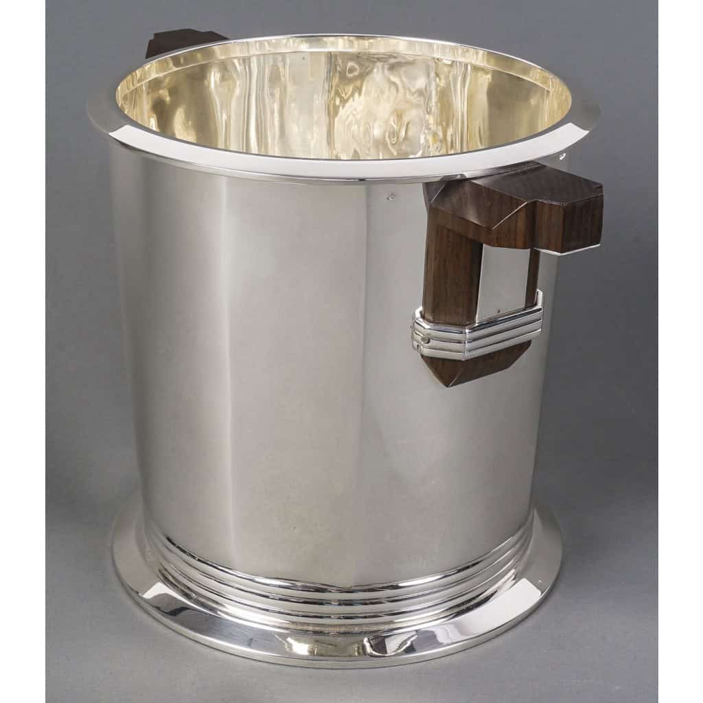 PUIFORCAT – “Bayonne” Champagne bucket in solid silver ART DECO 8