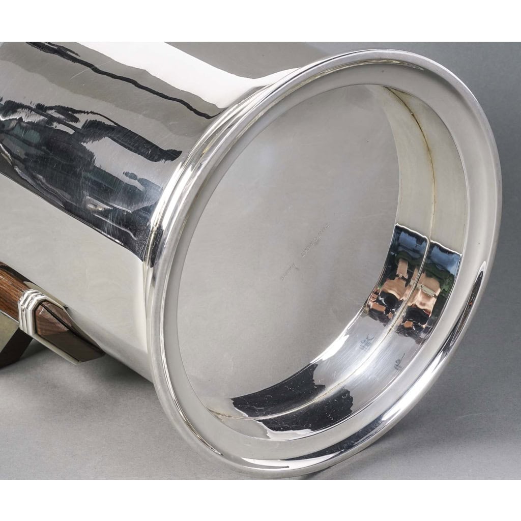 PUIFORCAT – “Bayonne” Champagne bucket in solid silver ART DECO 12