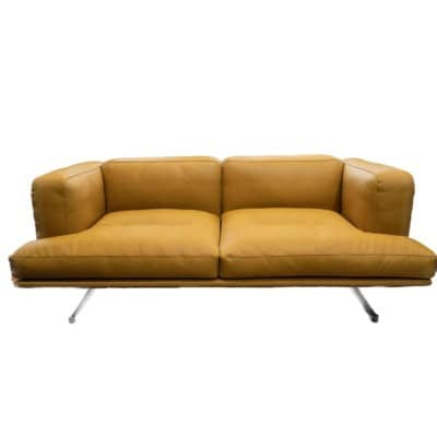 Anderssen & Voll , Canapé 2 Places Cuir Cognac/Aluminium Poli ,Inland AV22.