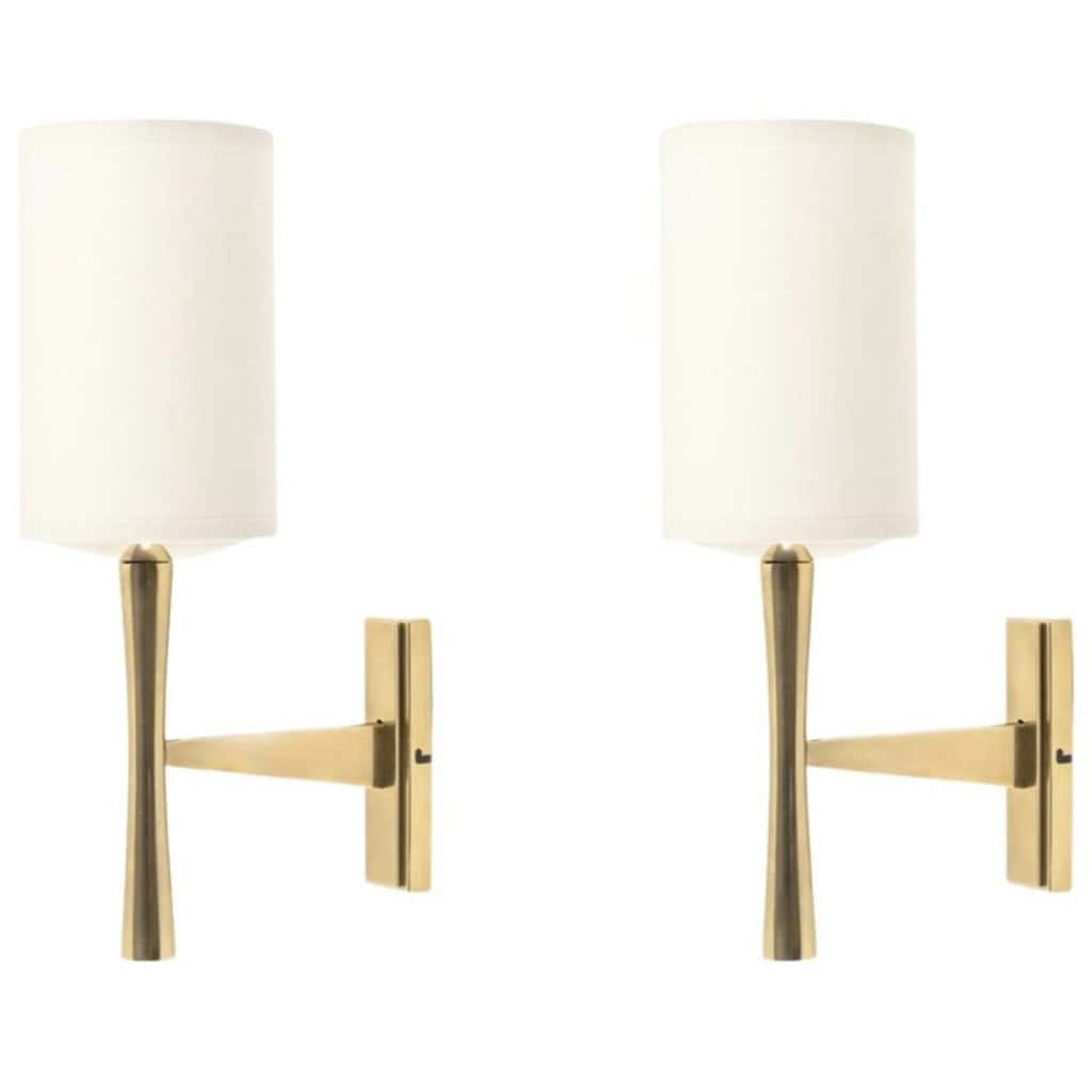 1960 Pair of gilded bronze wall lights from Maison Roche 3