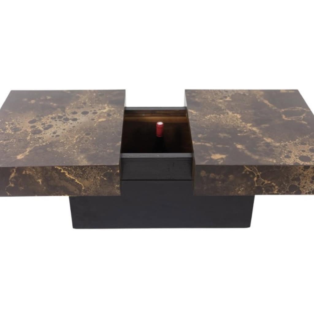 Coffee table forming a bar with sliding top. 1970s. LS6284459A 12