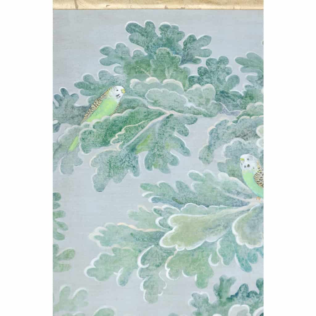 Toile peinte représentant des perruches. Travail contemporain. LS6271A675M 4
