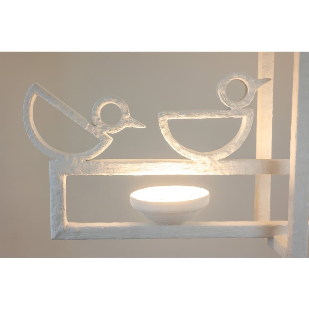 Lustre en plâtre de forme rectangulaire à décor d’oiseaux.LS62652409P 6