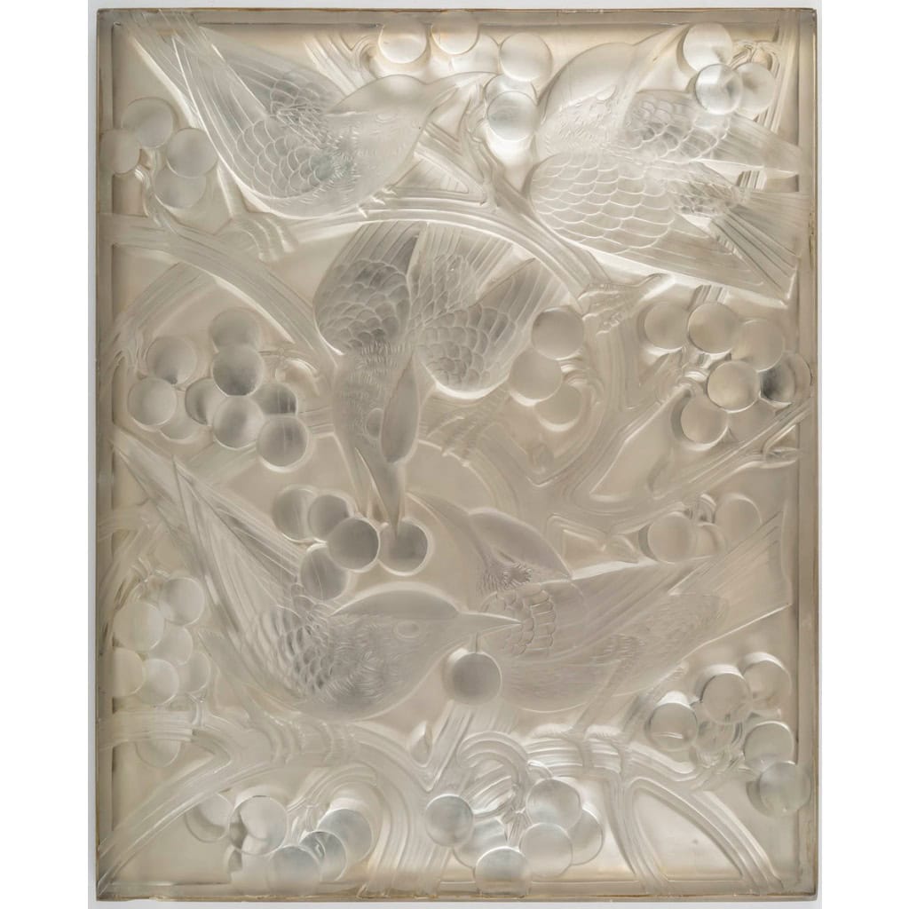 RENE LALIQUE PANNEAU DECORATIF ‘MERLES ET RAISINS’, MODELE CREE en 1928 7
