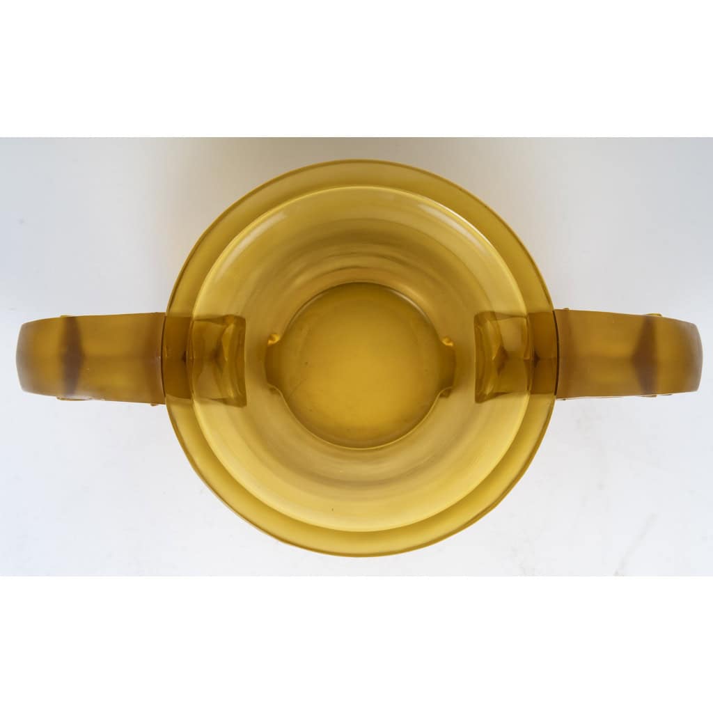 René Lalique -1926 Vase « Pierrefonds » teinté jaune ambre 5