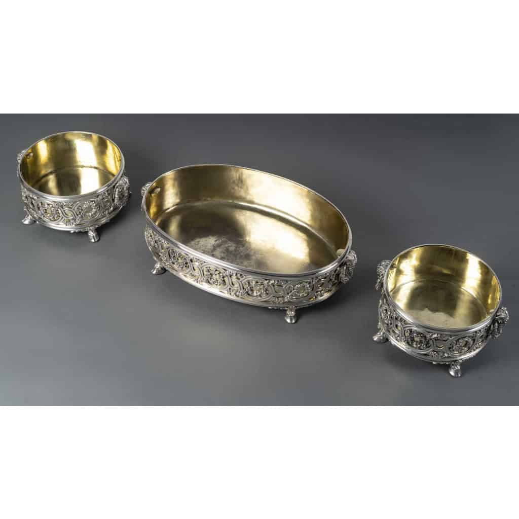 FROMENT-MEURICE Important Centre de Table argent massif en trois parties. XIXe 3