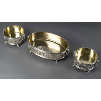 FROMENT-MEURICE Important Centre de Table argent massif en trois parties. XIXe