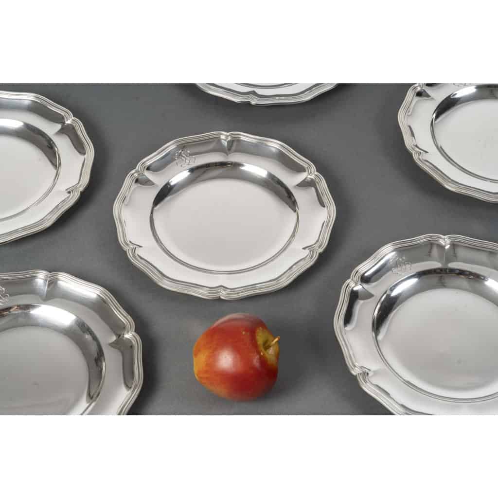 CARDEILHAC 12 solid silver plates 7th century XNUMX