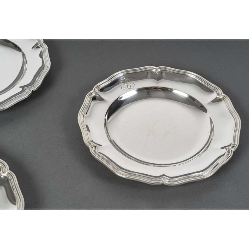 CARDEILHAC 12 solid silver plates 8th century XNUMX