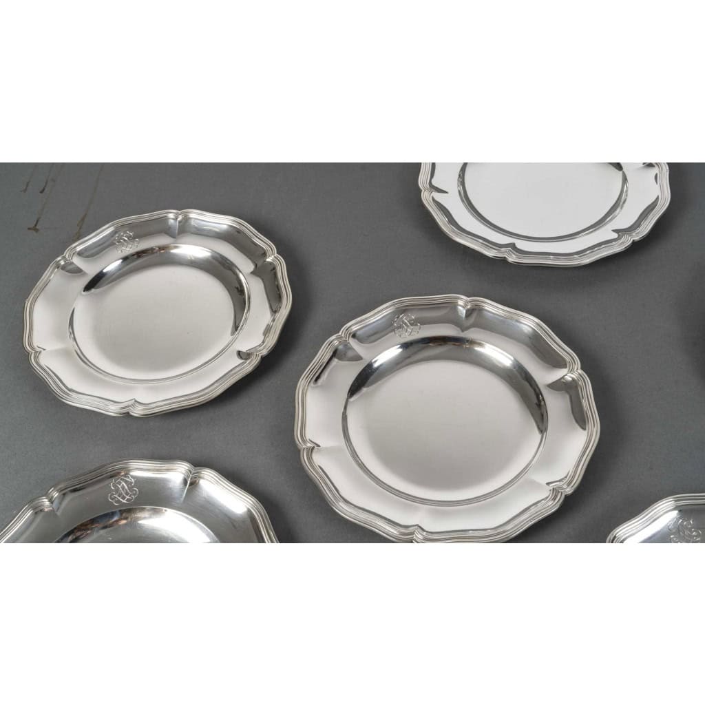 CARDEILHAC 12 solid silver plates 9th century XNUMX