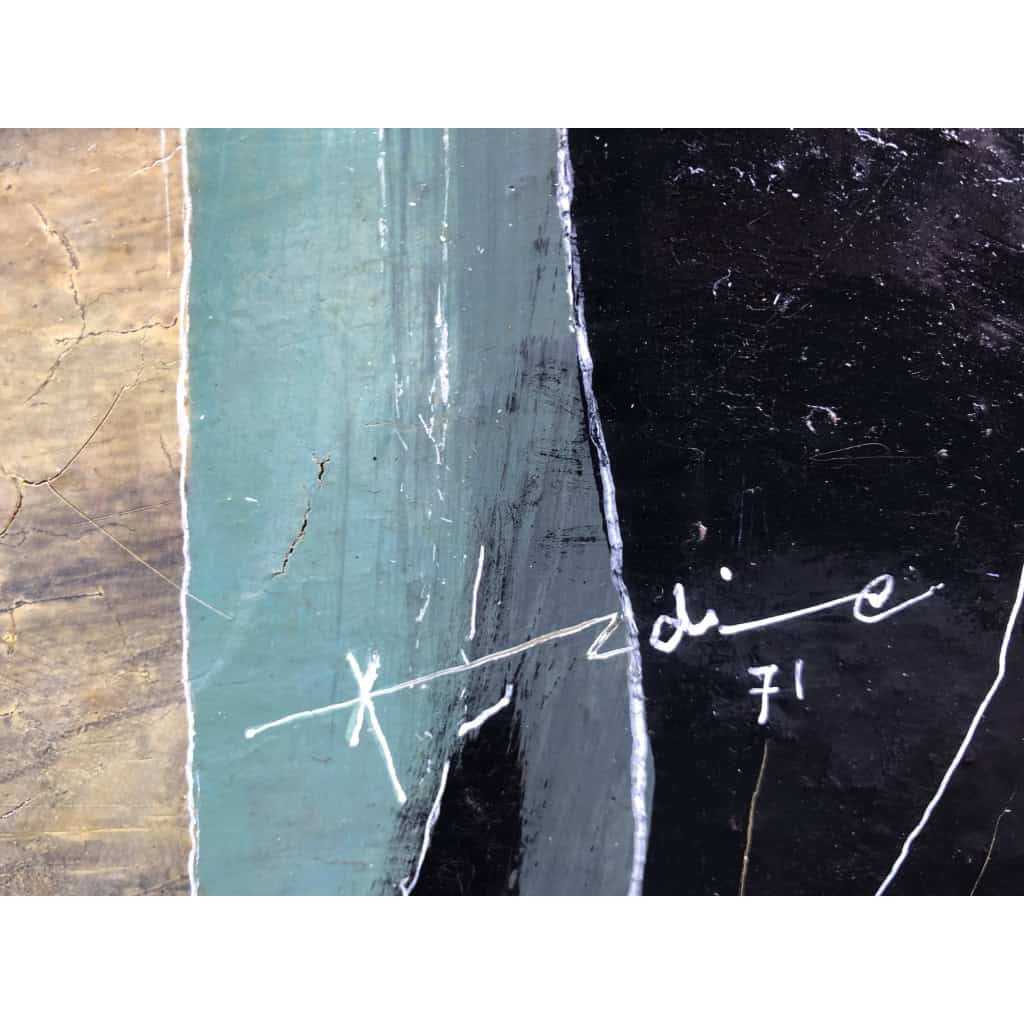 ALDINE Peinture 20è Composition abstraite Huile toile signée datée Certificat d’authenticité 4