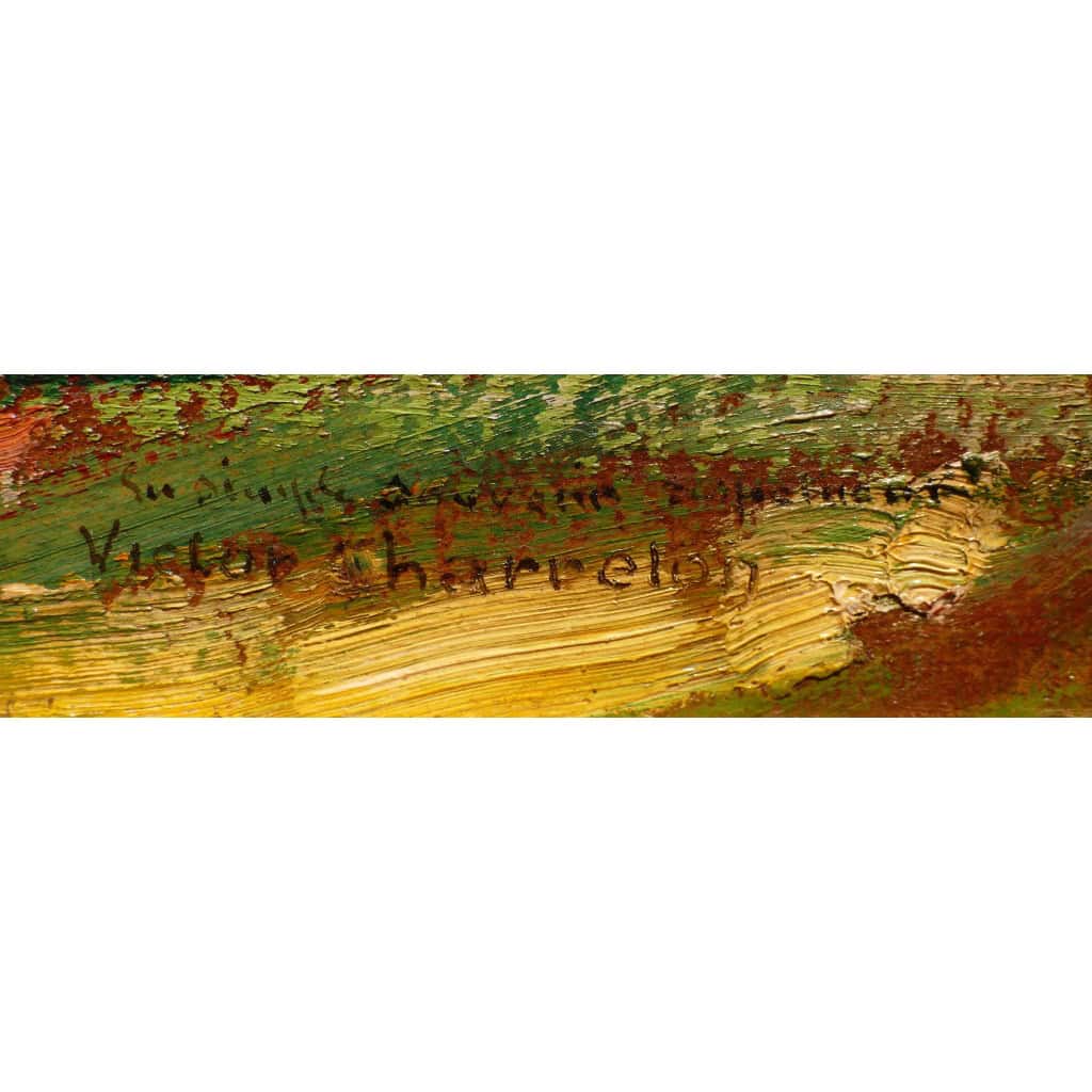 CHARRETON Victor Post-Impressionist Painting Early 7th Century Sunny Landscape Oil Painting Signed XNUMX