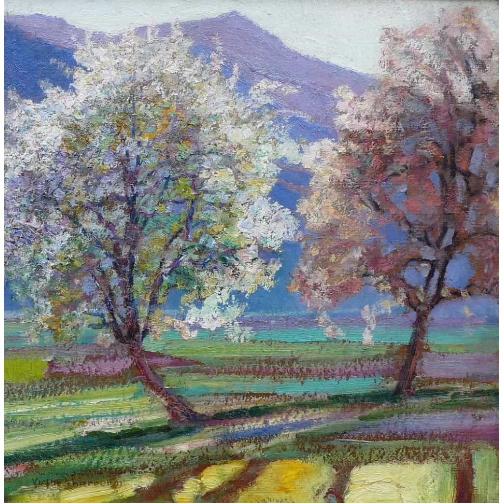 CHARRETON Victor Post-Impressionist Painting Early 5th Century Sunny Landscape Oil Painting Signed XNUMX