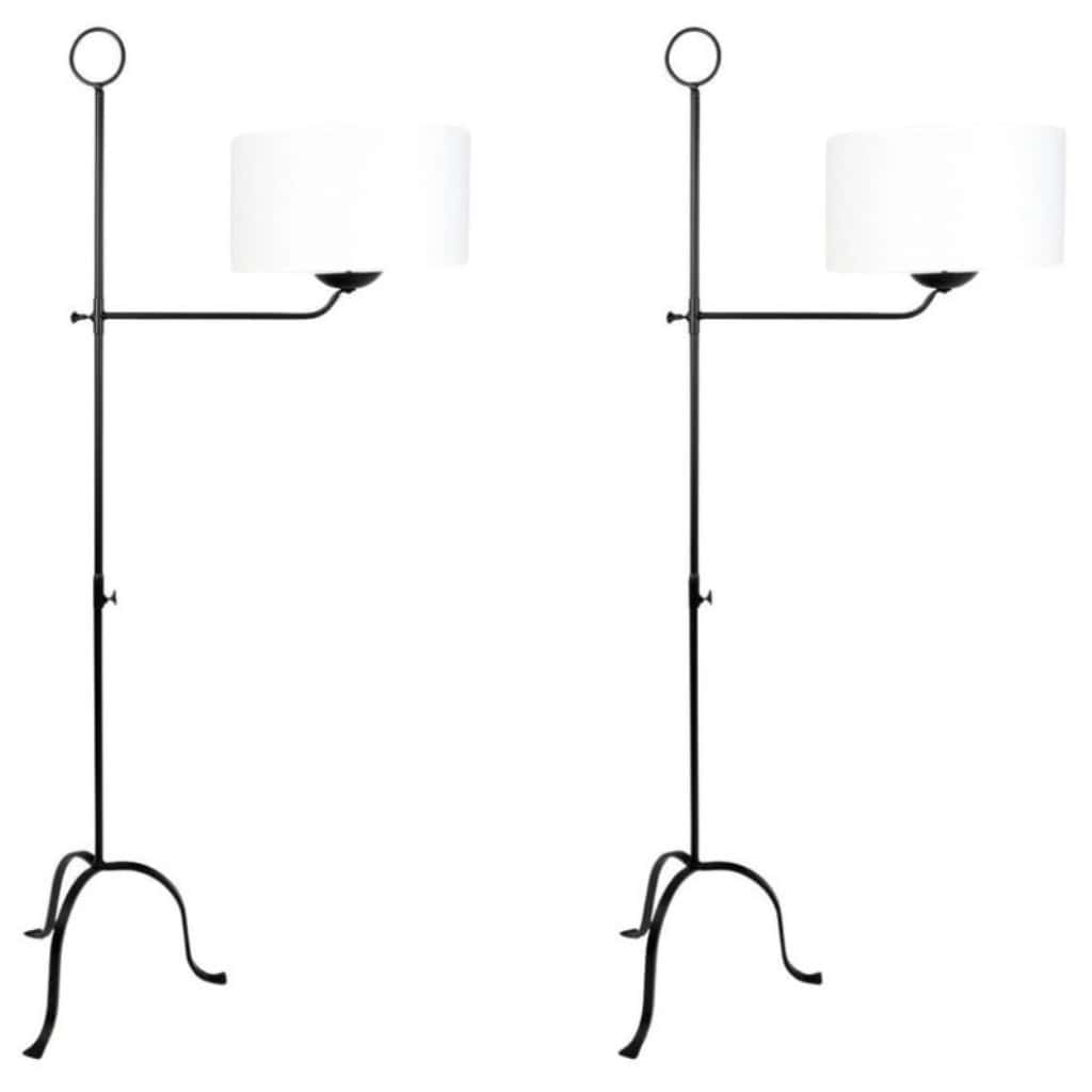 1960 Original, Pair of wrought iron floor lamps from Ateliers Vallauris 3