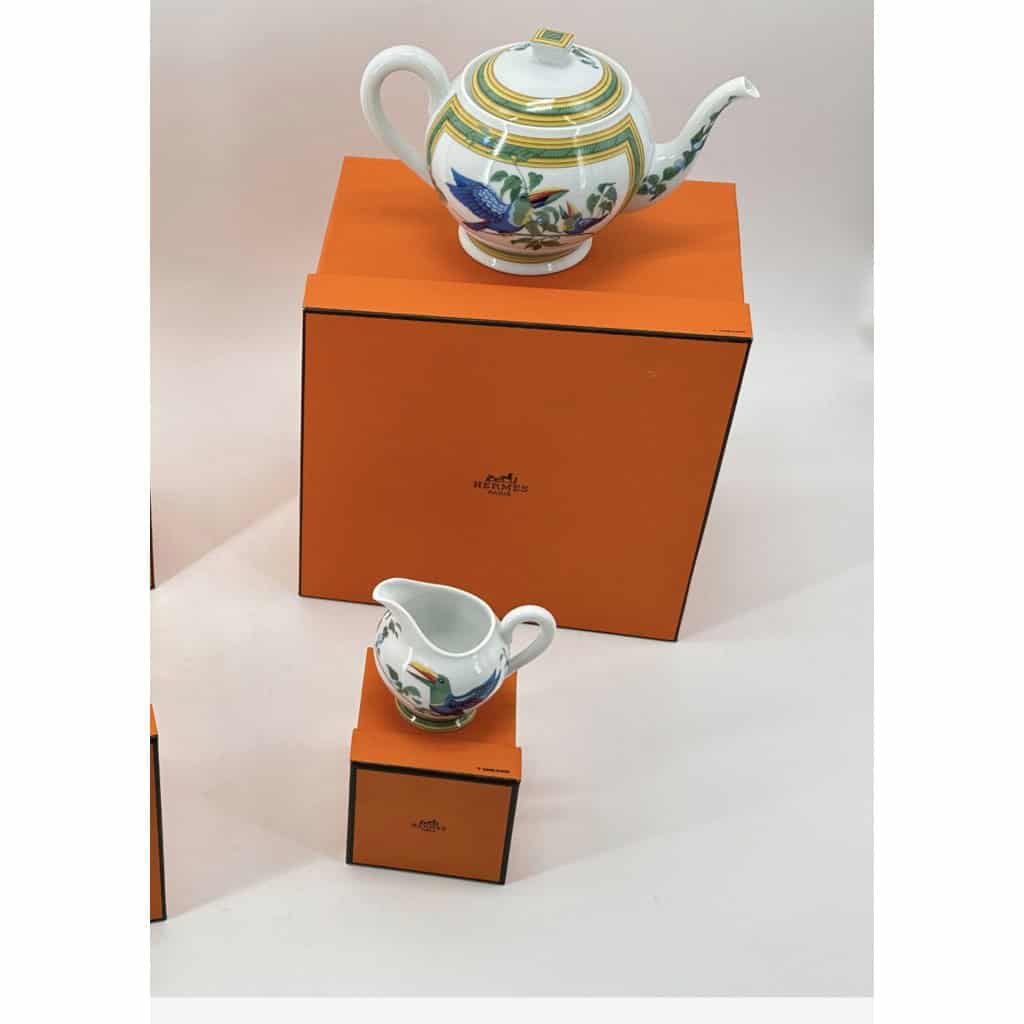 HERMES « LES TOUCANS  » Service à thé 14
